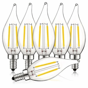 Luxrite 4W Vintage Candelabra LED Bulb Dimmable 3000K 400lm Flame Tip E12 6-Pack - Picture 1 of 7