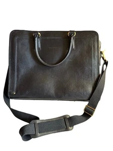Banuce Leather Messenger Laptop Briefcase Work Bag, Black - Picture 1 of 15