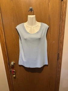 XL Loft Ann Taylor Azul Sin Mangas Punto Top Elegante Blusa - Imagen 1 de 2