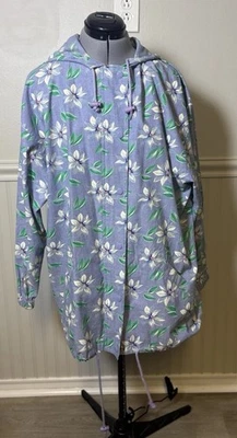 Chaqueta de Lluvia Izod Vintage Flower Power Cordón Con Capucha Cremallera Completa Botón Grande Foto 1 de 4