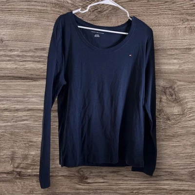 Tommy Hilfiger женщин декольте основной футболка с длинным рукавом темно-синий X-Large - Изображение 1 из 3