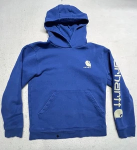 Carhartt Youth XL Hoodie Sweatshirt 14/16 Blue Quarter Zip Work Wear - Picture 1 of 8