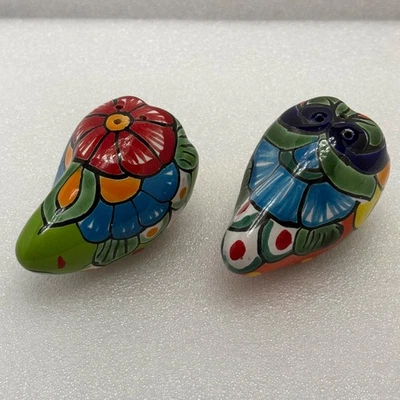 Cerámica Talavera Sal y Pimienta México Cerámica Pintada a Mano Chile Pimienta Picante Deco Foto 1 de 4