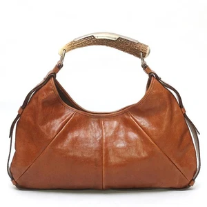 Yves Saint Laurent Mombasa Shoulder Bag Brown Leather Horn Handle Vintage YSL - Picture 1 of 20