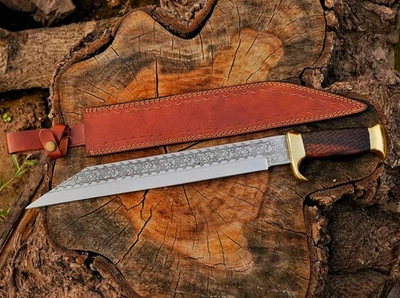 19英寸定制手工高碳钢全唐固定刀片海蜡狩猎刀 — 第 1/4 张图片