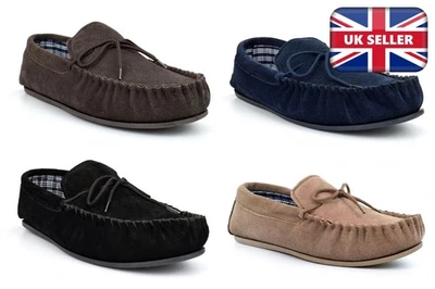 Mens Suede Slippers Size 6 Boys Slippers Size 13 Mens Moccasins Sizes 6-13/14/15 - Image 1 of 2