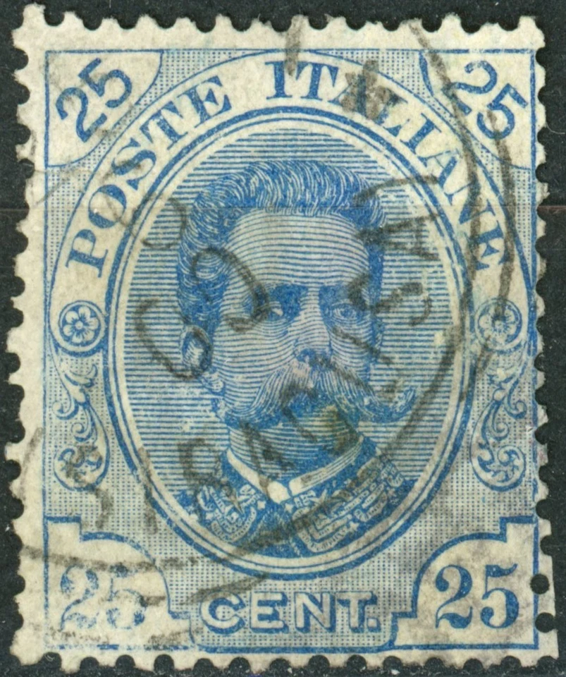 Италия 1891 Sc #70 25c синий, Humbart I, б/у - Изображение 1 из 1