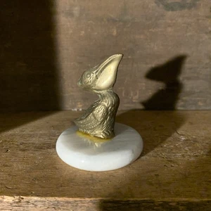 Vintage Petite Brass Pelican with Marble Base Figurine 2.75” H.Glue Has Yellowed - Picture 1 of 8