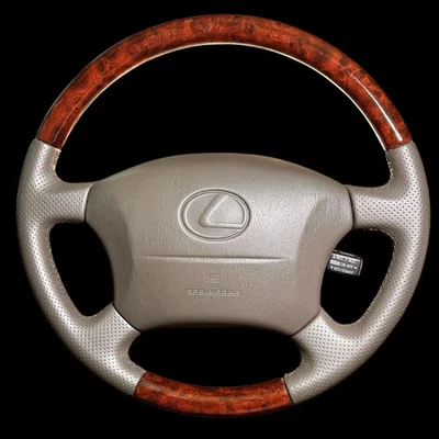 Volante LEXUS LX470 madera grano cuero perforado cosido OEM Foto 1 de 3