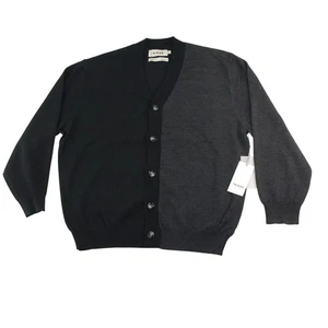 NWT Talkan Large 2 Tone Black Gray Cardigan Sweater 5 Button Long Sleeve Modern - Picture 1 of 10