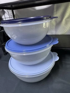 ✅Tupperware WUNDERBARE SCHÜSSEL 3er Set ~ blaue Dichtungen ~ 5,25/7,5/12 Tassen ~ NEU - Bild 1 von 4
