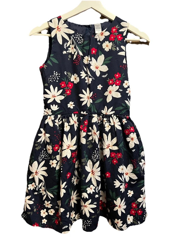 Carter's 12/12A цветочный сатин платье темно-синий цветочный - Изображение 1 из 4