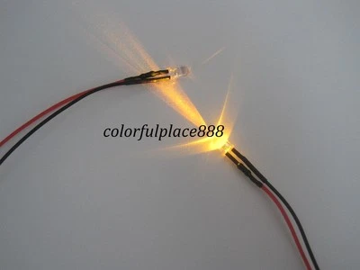 50pcs 5mm Yellow Flash Flashing Blink 9V 12V Pre-Wired Water Clear LED Leds 20CM - Image 1 of 2