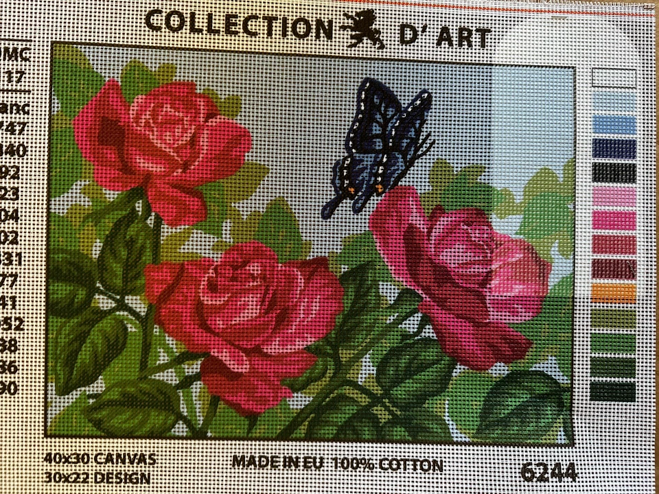 Printed needlepoint canvas 30x40 Cm Wild Canvas Only Red Roses Rto - Image 1 of 1