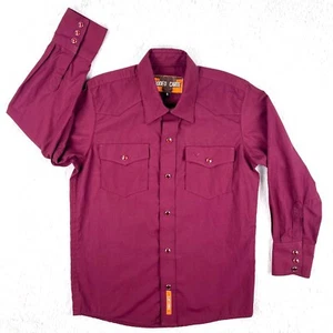 Rodeo Carte Western Shirt Boy’s 8 Maroon Long Sleeve Red Pearl Snap Cowboy - Picture 1 of 10