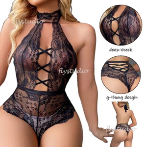 Women's Lace Lingerie Sleepwear Underwear Jumpsuits G-String Babydoll Nightwear - Picture 1 of 19
