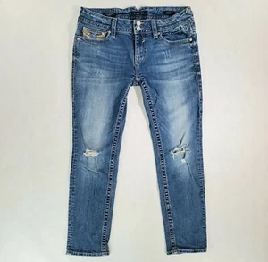 VIGOSS Jeans Women's The Chelsea Tomboy Distressed Blue Stretch Denim Sz. 30 - Afbeelding 1 van 10