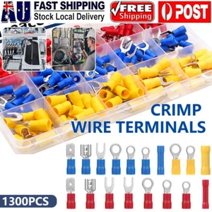 1300pcs Assorted Insulated Electrical Wire Crimp Terminal Port Connector Kit - Picture 1 of 12