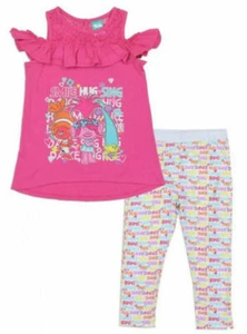 Trolls Girls S/S Fuchsia Tunic 2pc Legging Set Size 4 5 6 6X - Picture 1 of 1