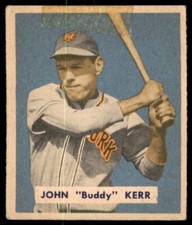 1949 BOWMAN BUDDY KERR 186 FAIR TAPE BASEBALL NEW YORK GIANTS