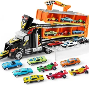 Carrier Truck Toys for Kids,5-FT Race Track and 12 Die-Cast Metal Toy Cars - Picture 1 of 6