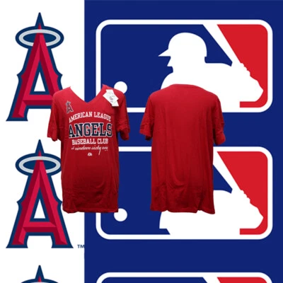 MLB Béisbol Los Angeles Angels Mujer Bolsillo Cuello en V Camiseta Roja Talla Grande XL  Foto 1 de 4