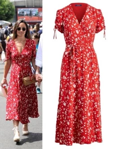 EX CON Ralph lauren Polo Print Crepe Wrap Dress ASO PIPPA. UK 14 USA 10 RRP £325 - Picture 1 of 16