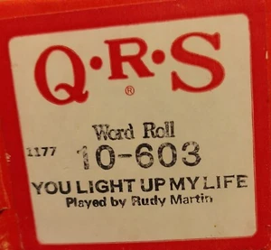 QRS PIANO PLAYER WORD ROLL 10-603 You Light Up My Life Rudy Martin - Picture 1 of 2