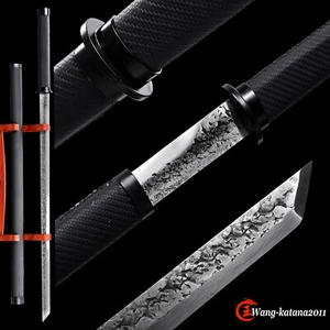 Espada Ninja Negra 9260 Resorte Acero Piedra Tallada Japonesa Ninjato Recto - Imagen 1 de 12
