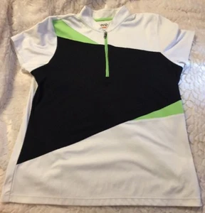 Women's Izod Perform Movement Cool FX Short Sleeve Half Zip Top White Black A5 - Picture 1 of 5