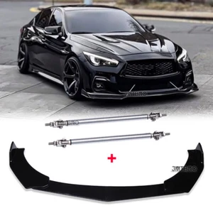Kit de carrocería divisor alerón labial parachoques delantero + varillas de puntal para Infiniti Q60 Q70 Q50 - Imagen 1 de 12