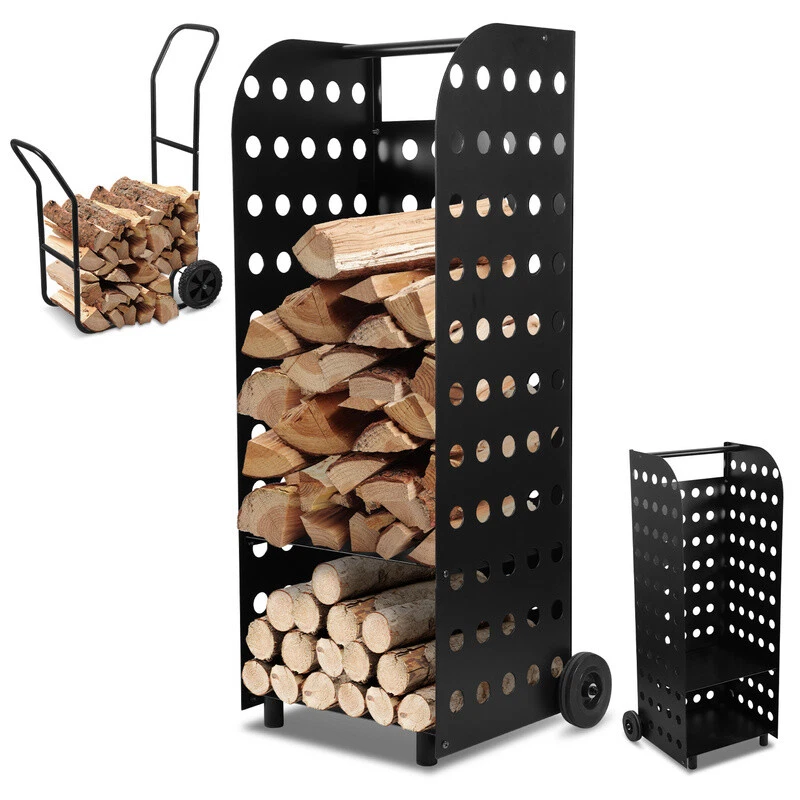 Kaminholzwagen Kaminregal 60/80 kg Holzwagen Brennholzkarre Brennholzwagen - Bild 1 von 4