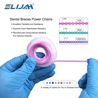 Ortodoncia dental cadena eléctrica elástica brackets de goma bandas continuas/cortas/largas Foto 1 de 4