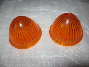 AMBER BEEHIVE WATERFALL No. 178 PLASTIC 2" ID 2 1/2" OD MARKER LENS NOS PAIR - Picture 1 of 4