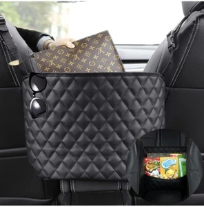 Soporte para bolso de mano de bolsillo con red para automóvil entre asientos negro elegante NUEVO - Imagen 1 de 10