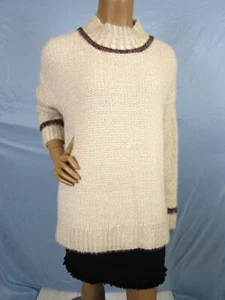 Mystery Sweater Size L Mock Neck Multi Color Tinsel Trim Drop Shoulder Soft - Picture 1 of 12