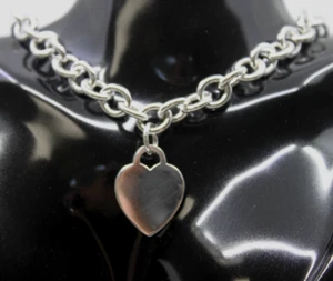 Collar Tiffany & Co Heart Tag Rolo Link en plata de ley de 16 pulgadas #2 - Imagen 1 de 7