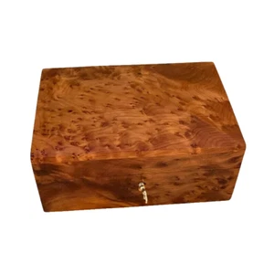 Boîte à bijoux artisanale en bois de thuya avec serrure - Cadeau marocain exquis - Zdjęcie 1 z 7
