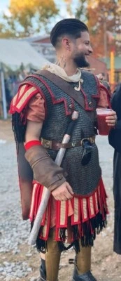 Legión Romana Hamata, cota de malla hamata con doblador de hombro, costo soldado romano Foto 1 de 3