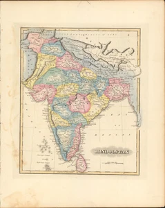 Mapa antiguo de la India/Hindoostán de 1823 por Fielding Lucas 14,9" x 11,9" raro - Imagen 1 de 2