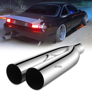 Universal 2.5" Inlet 3'' Outlet Blast Pipes Exhaust Muffler Tip Stainless Steel - Foto 1 di 17