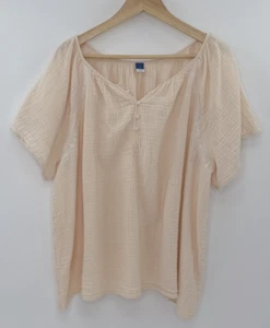 Old Navy Plus Size Peach Embroidered Cotton Gauze Blouse Sz 4x Beach Boho Preppy - Picture 1 of 10