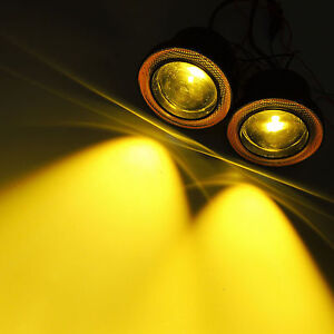 2x 3.5" Round Yellow Bumper Driving Fog Light Lamp w/ Amber Angel Eyes Halo Ring