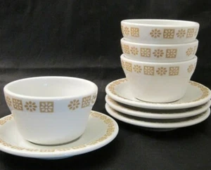Shenango Restaurant Ware S/4 Soup/Chili Cup/Bowl w/Saucer Interpace 1968-79 - Picture 1 of 5