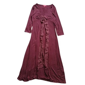 Monsoon maxi dress silk trim long Size 10 burgundy evening party prom cocktail - Picture 1 of 13