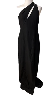 AQAQ Maxi Dress 10 US Black Sleeveless V High Slit Washable NEW - Image 1 of 4