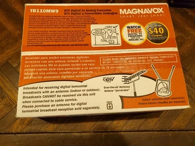 Magnavox SDTV DTV Digital To Analog Converter Box TV Tuner TB110MW9 New In box!! - Image 1 of 2