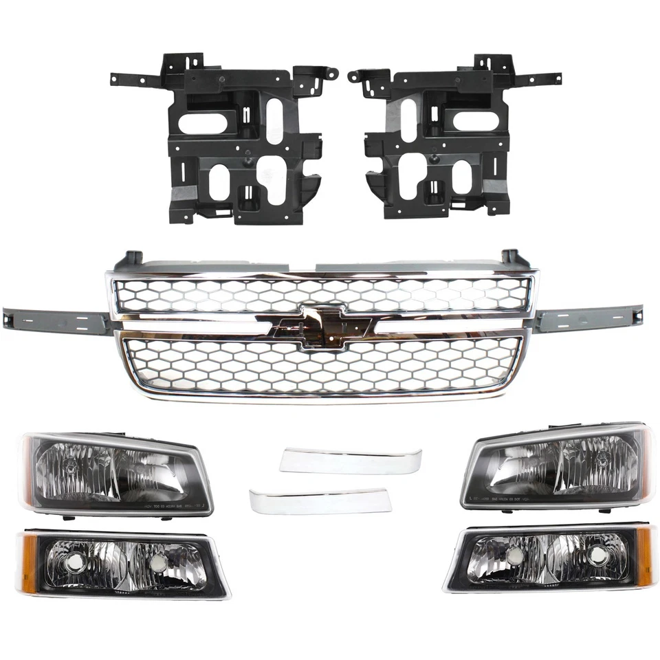 Grille Assembly Kit For 2003-2006 Chevrolet Silverado 2500 HD Silverado 3500 Foto 1 de 4