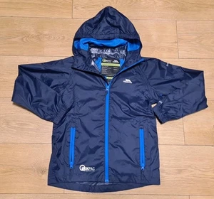 9-10 Years Boys Trespass Qikpac TP75 5000mm Rain Coat Blue Tres Tex (70) - Picture 1 of 8