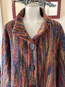 Habitat Clothes To Live In Multicolor Yarn Artsy Boho Swing Coat SZ Missing XL? - Picture 1 of 19